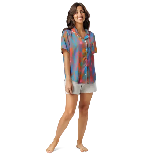 Electric Colorwash on a Women's Short Sleeve Pajama Top