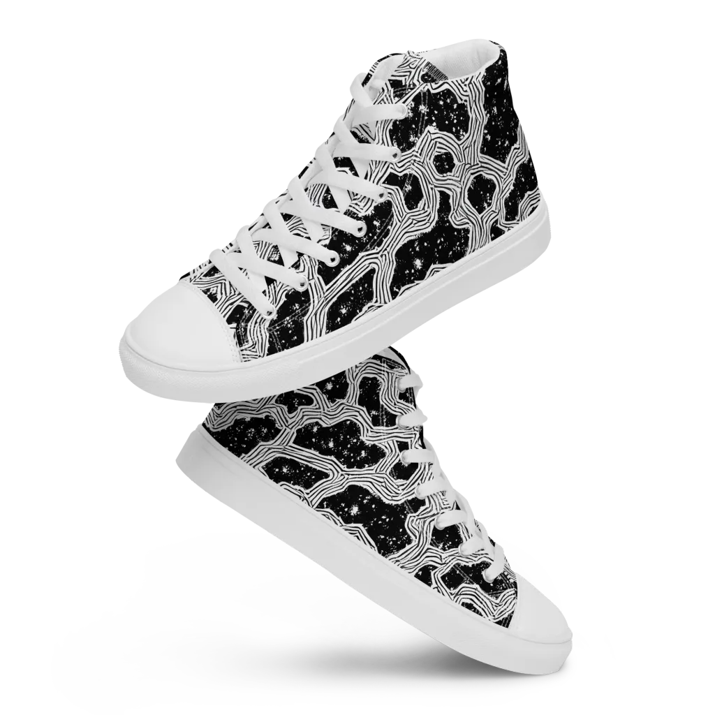Inkstone Circuit on Men's High Top Canvas Shoes — Front