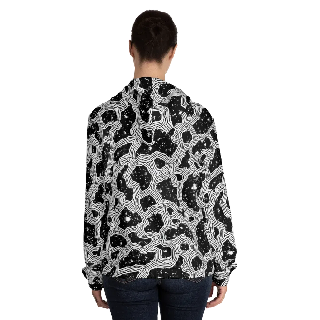 Inkstone Circuit on Women's Full-Zip Hoodie — Back On Person