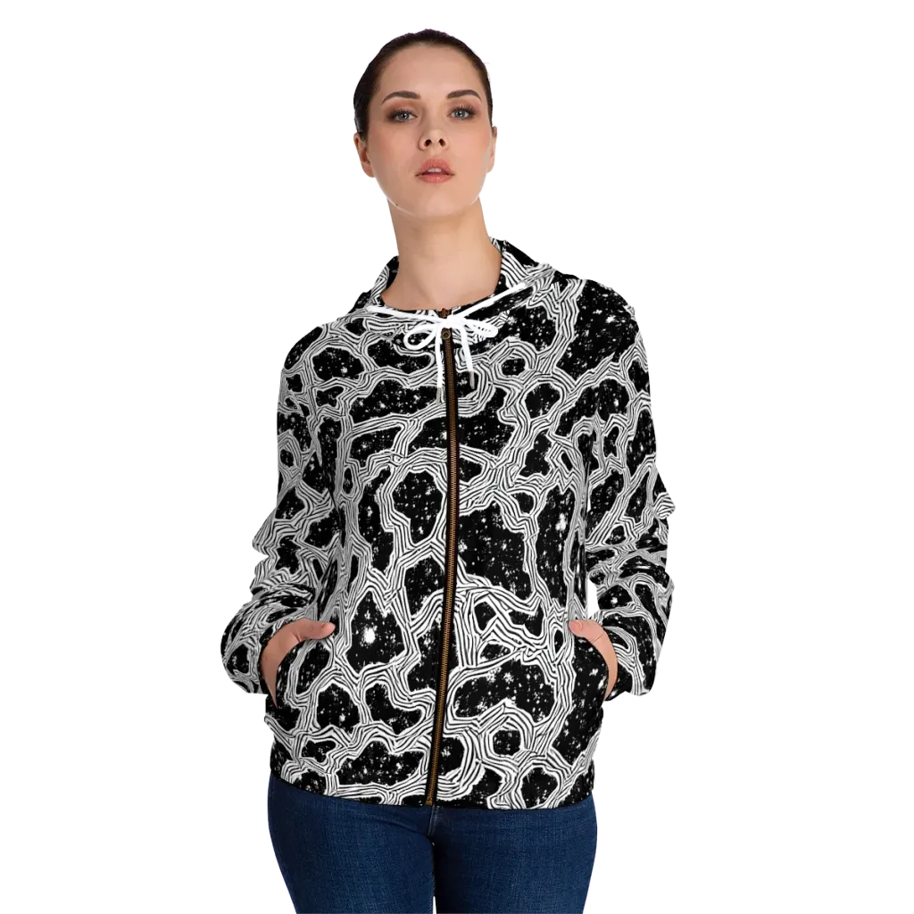 Inkstone Circuit on Women's Full-Zip Hoodie — Front On Person