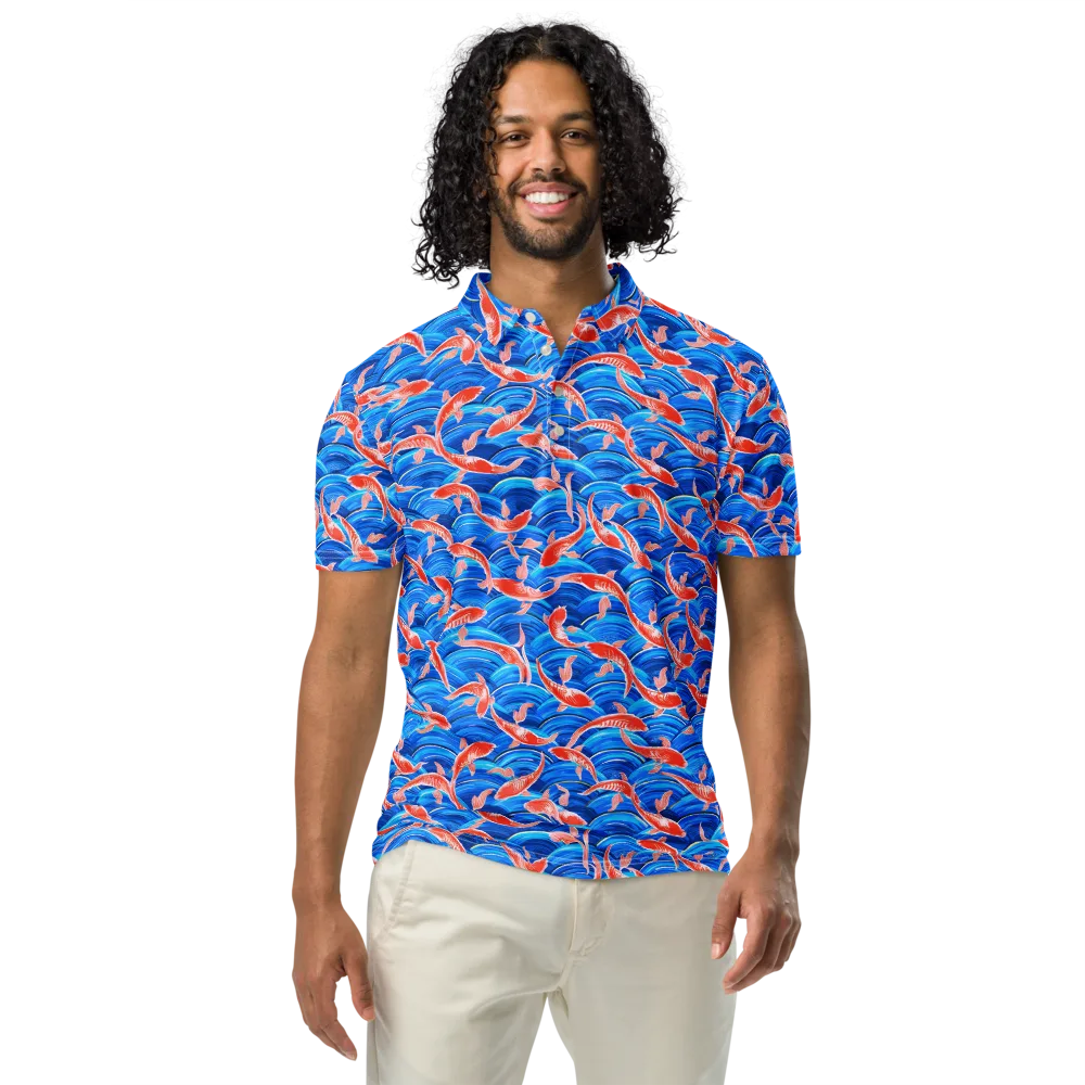 Redfin Reverie on Men's Slim Fit Polo Shirt — Front