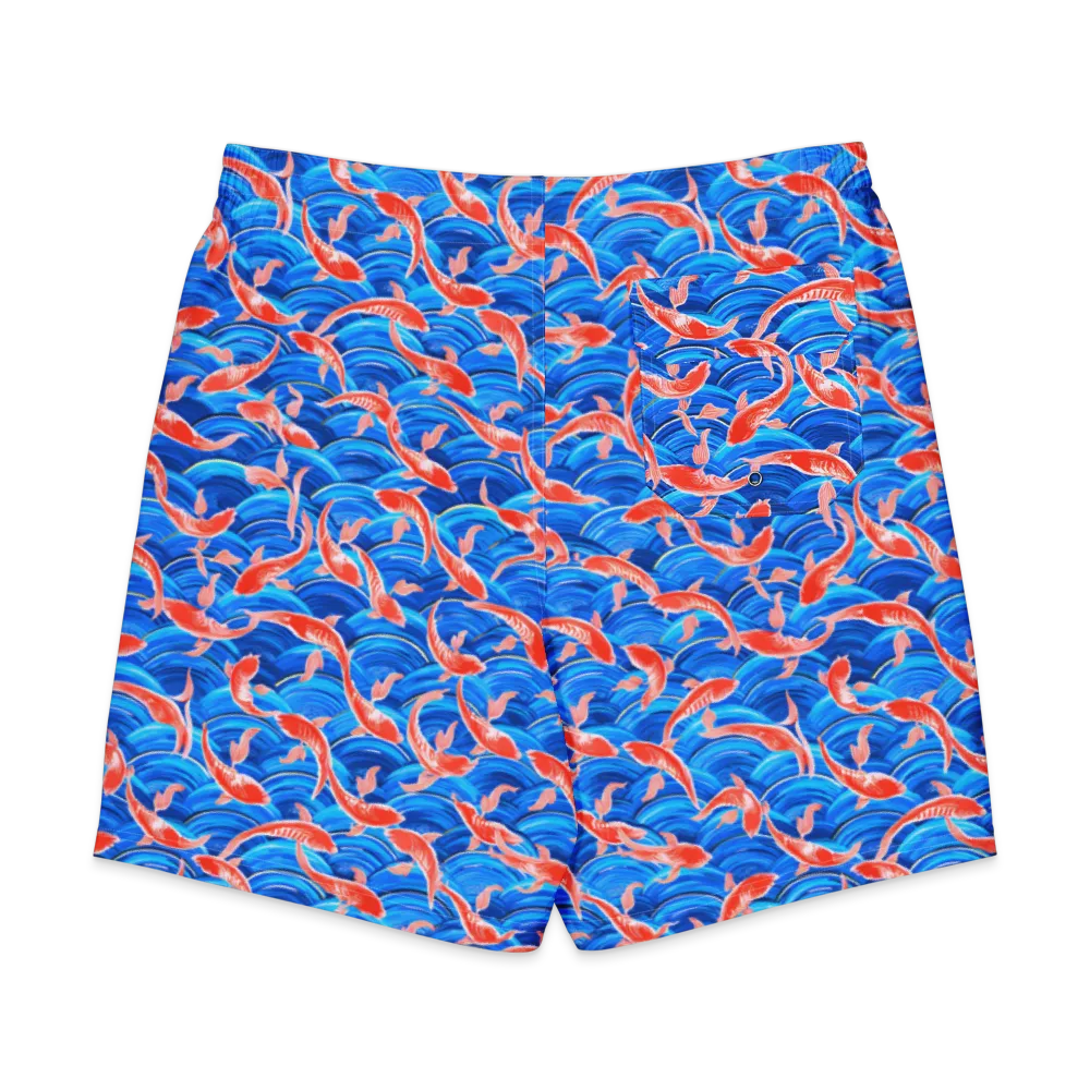 Redfin Reverie on Men's Board Shorts — Back