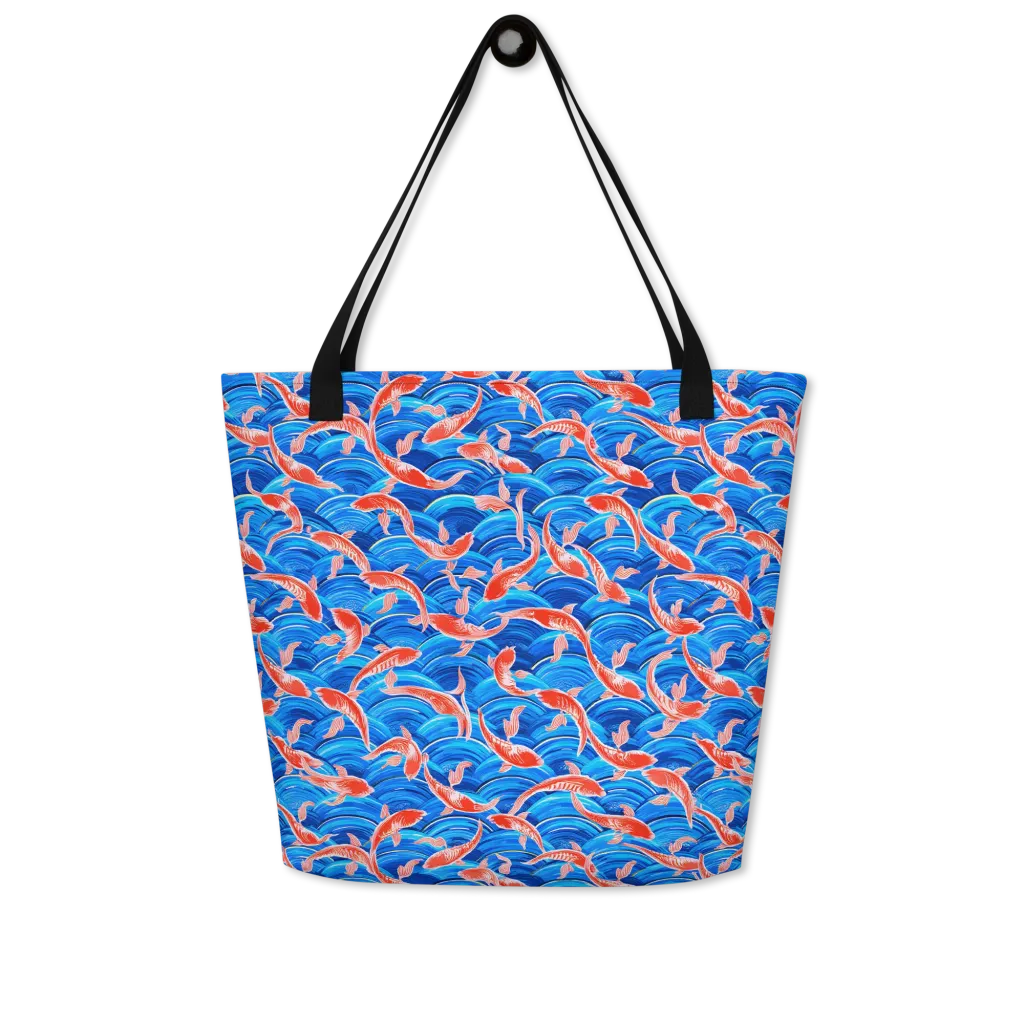 Redfin Reverie on Large Tote Bag W/ Pocket — Front