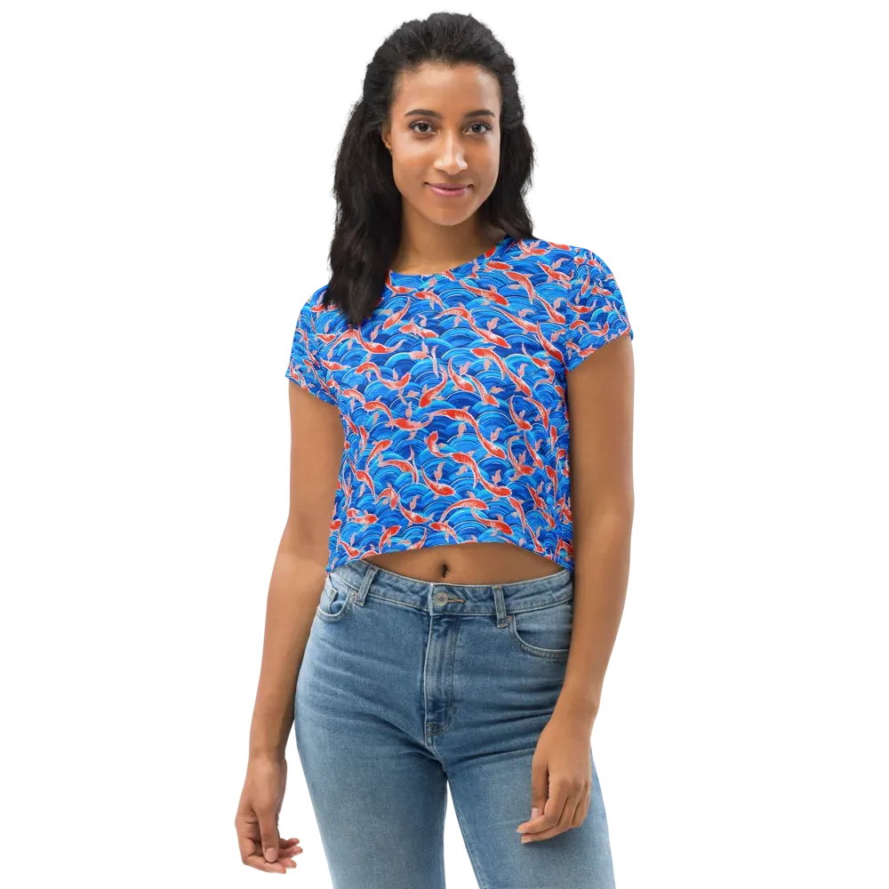 Redfin Reverie on Crop Tee — Front