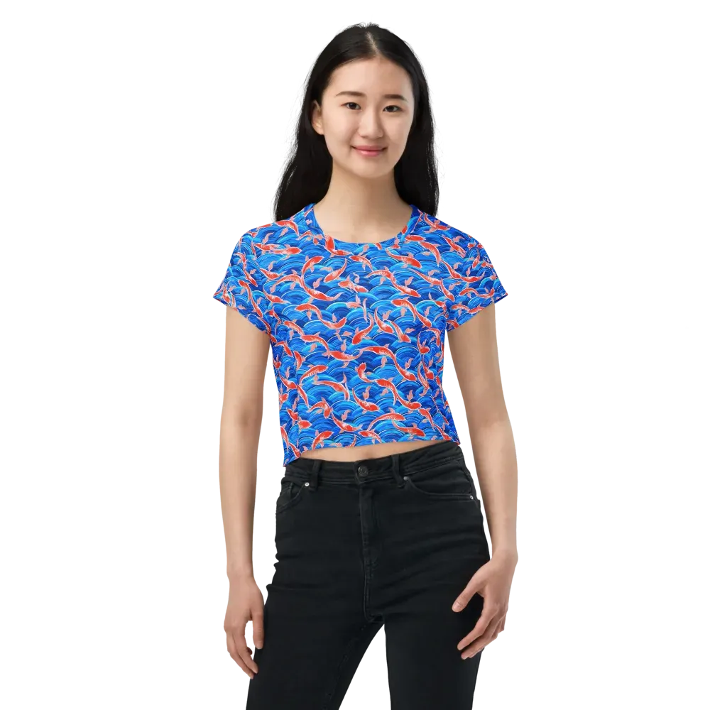 Redfin Reverie on Crop Tee — Front