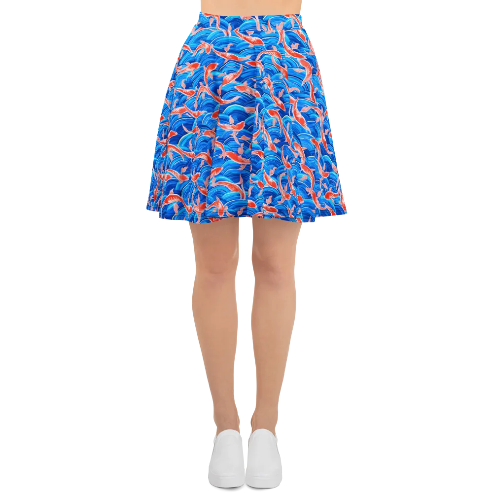 Redfin Reverie on Skater Skirt — Front