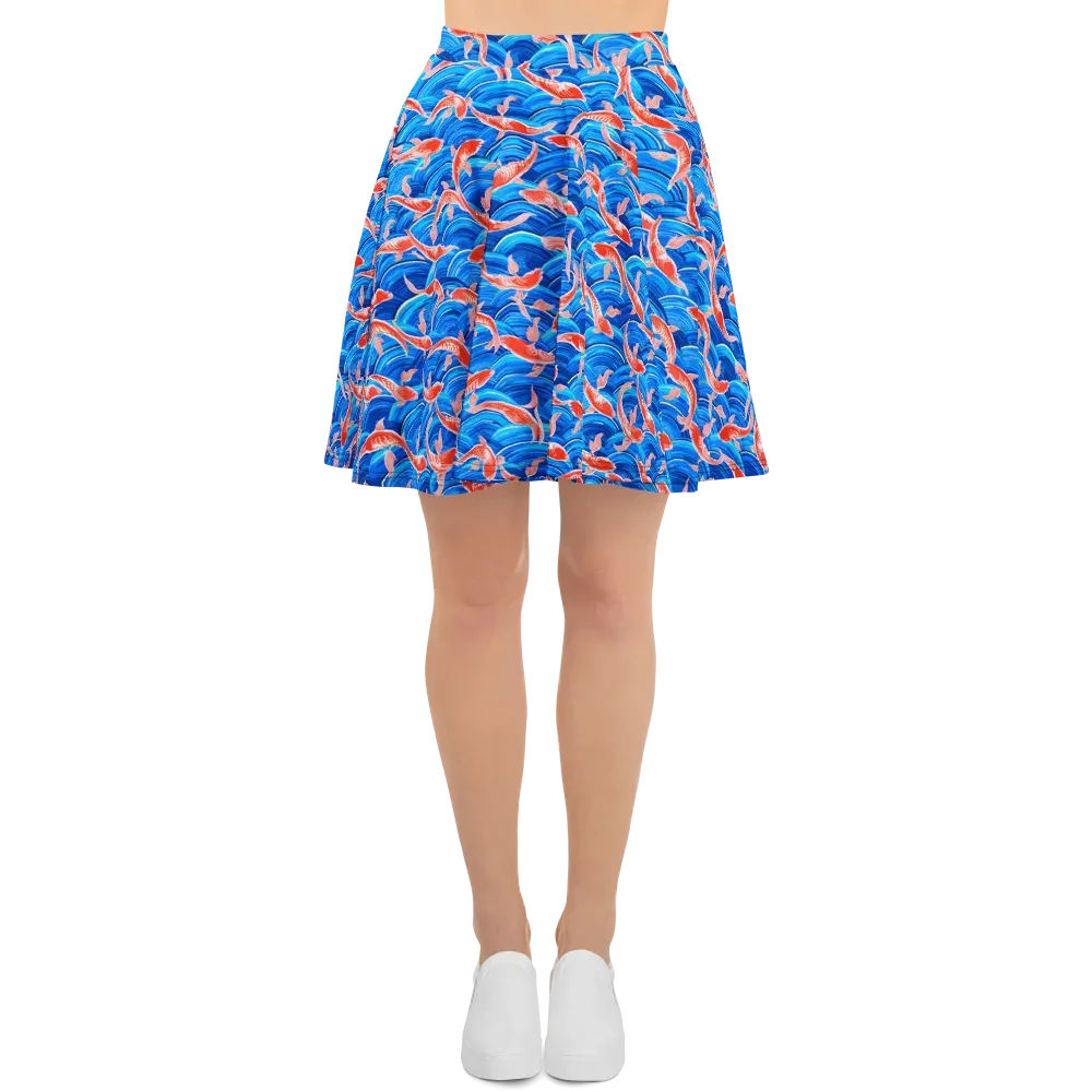 Redfin Reverie on Skater Skirt — Front