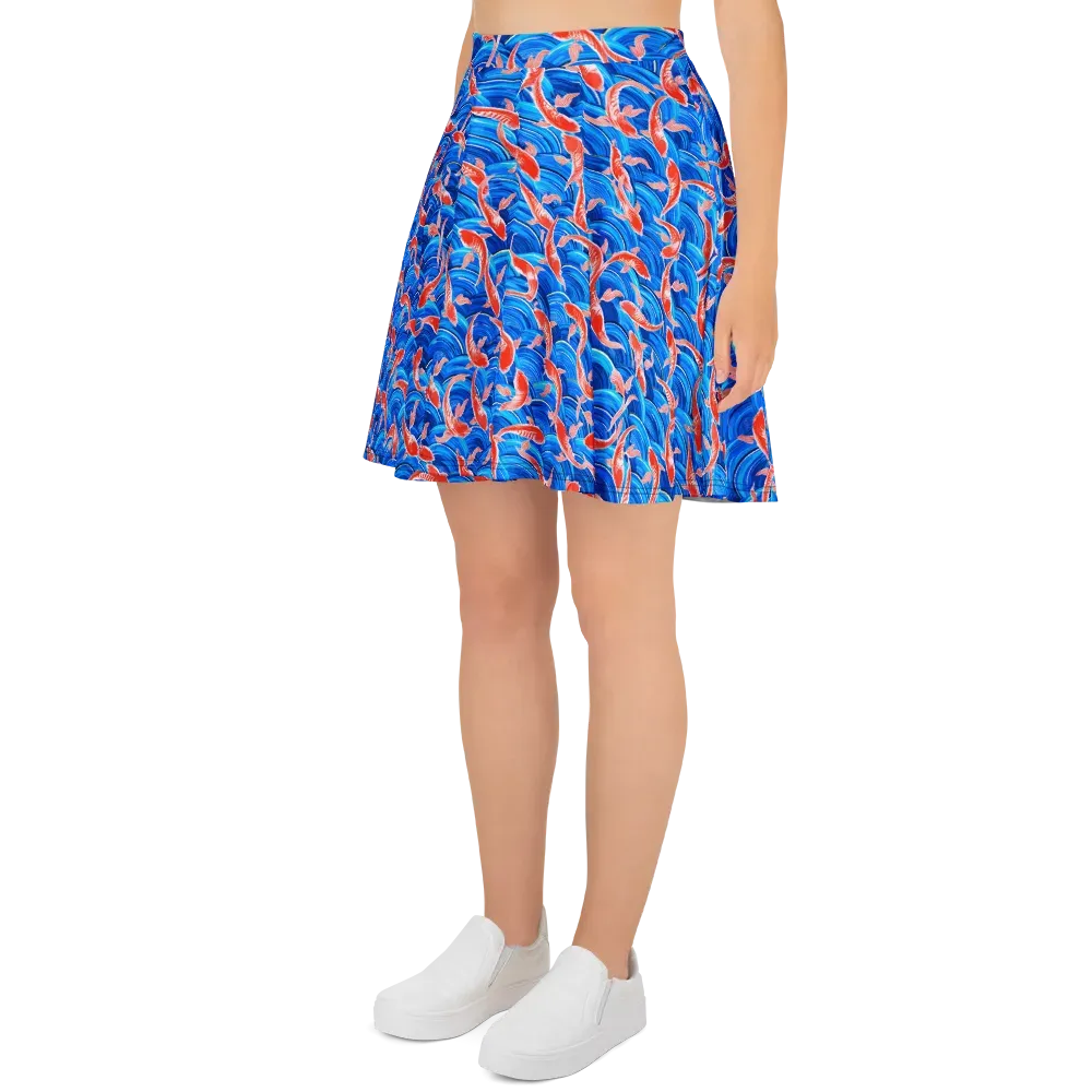 Redfin Reverie on Skater Skirt — Left