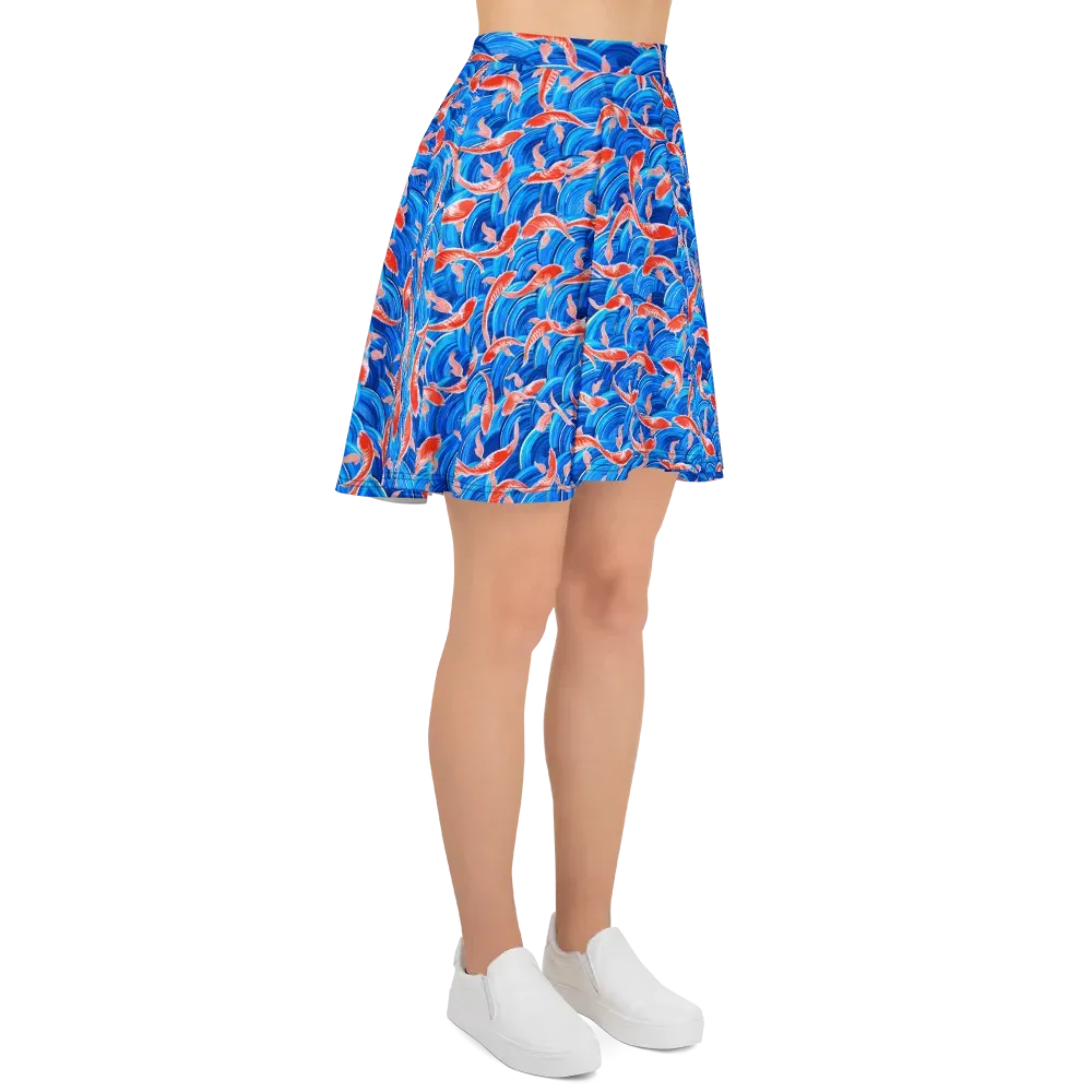 Redfin Reverie on Skater Skirt — Right