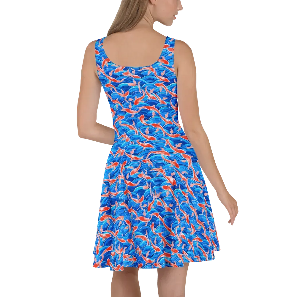 Redfin Reverie on Skater Dress — Back