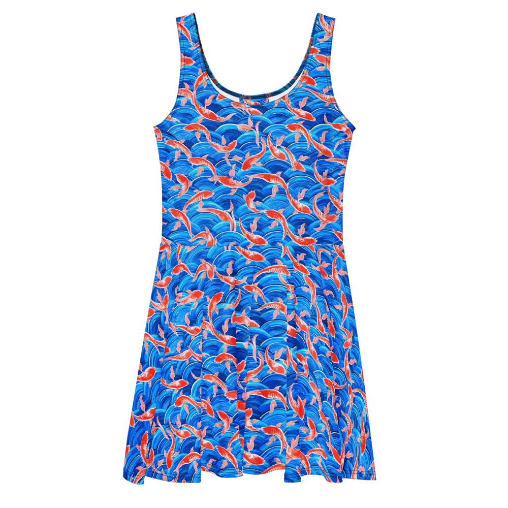 Redfin Reverie on Skater Dress — Front