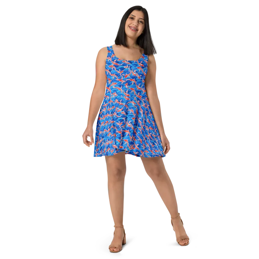 Redfin Reverie on Skater Dress — Front