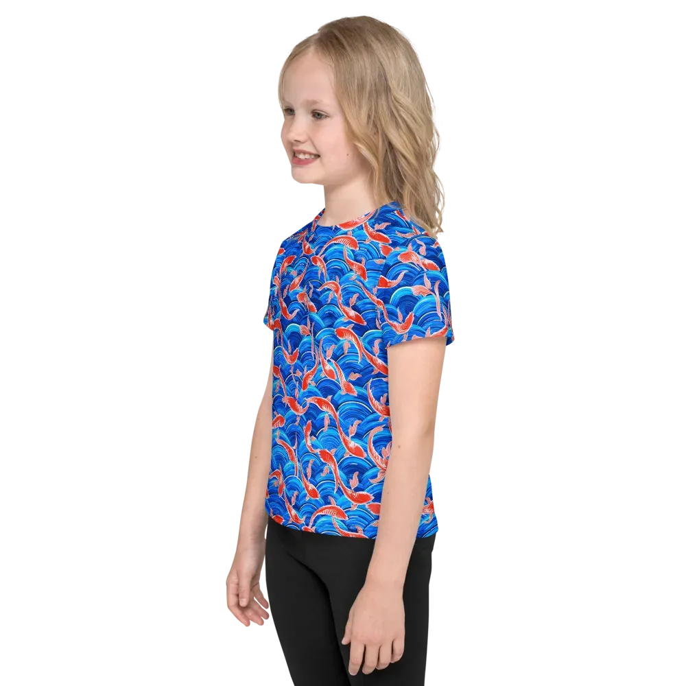 Redfin Reverie on Kids Crew Neck T-Shirt — Left