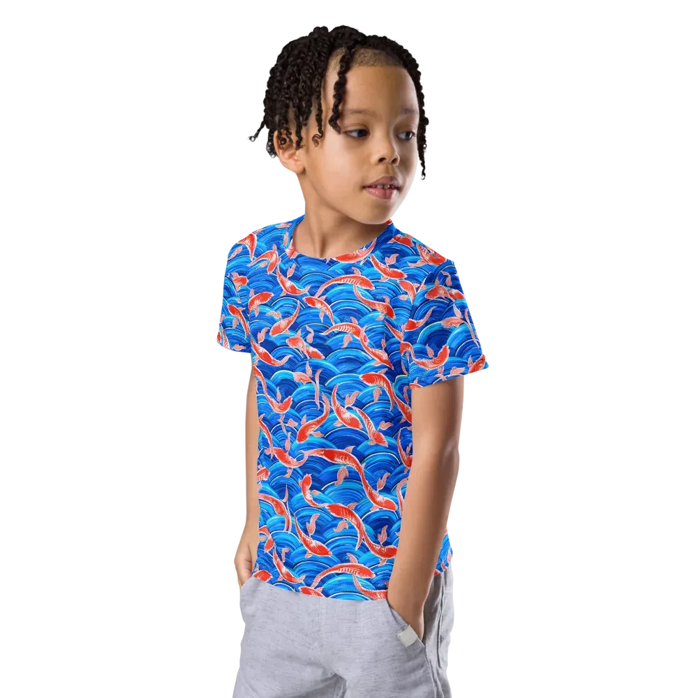 Redfin Reverie on Kids Crew Neck T-Shirt — Left Front