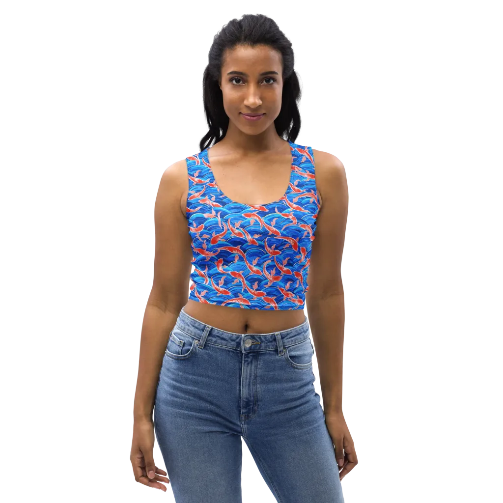 Redfin Reverie on Crop Top — Front