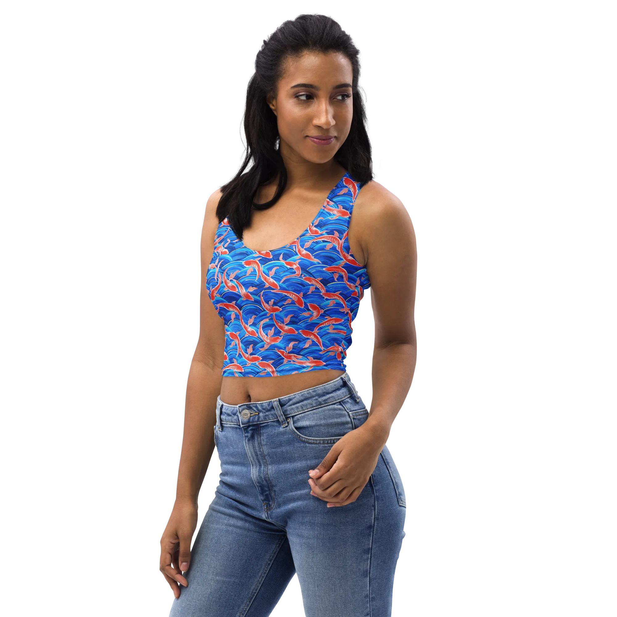 Redfin Reverie on Crop Top — Left Front