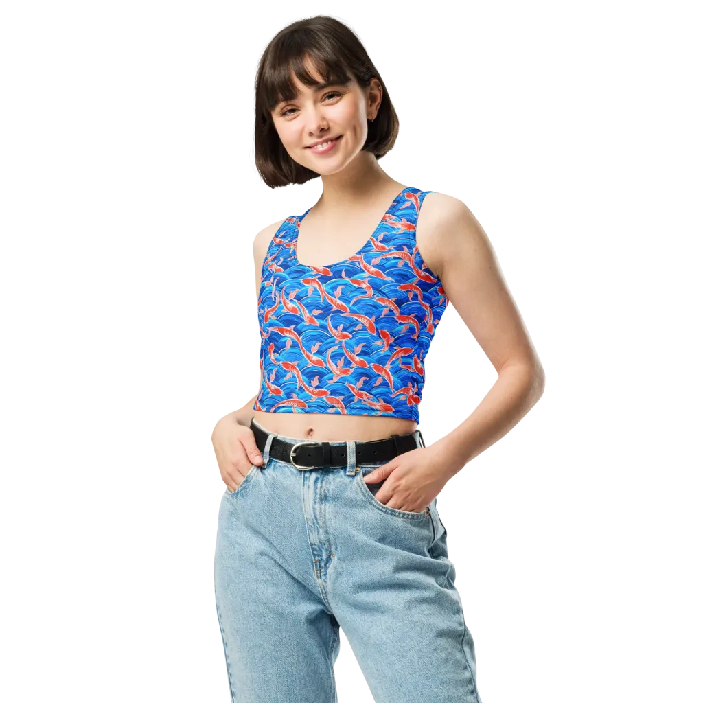Redfin Reverie on Crop Top — Front