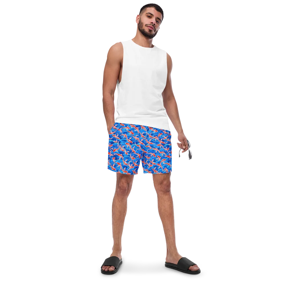 Redfin Reverie on Swim Trunks — Front