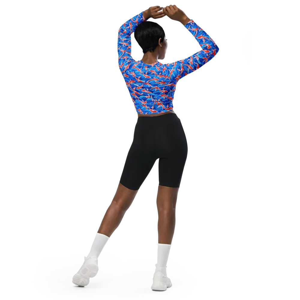 Redfin Reverie on Long Sleeve Crop Top — Back