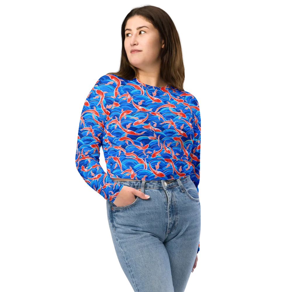 Redfin Reverie on Long Sleeve Crop Top — Front