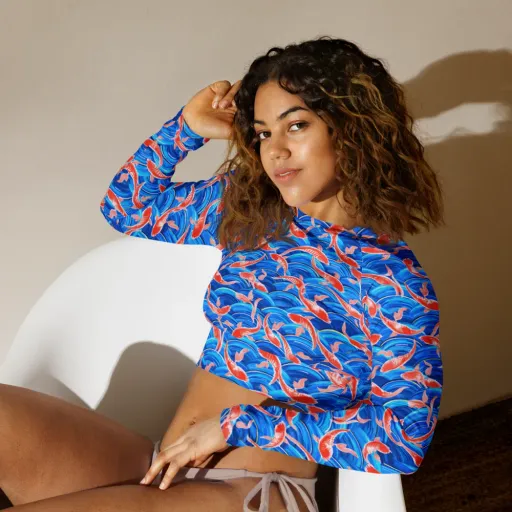 Redfin Reverie on a Long Sleeve Crop Top