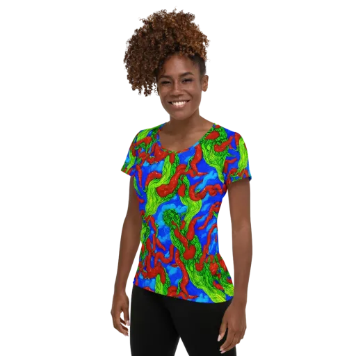Pepper Voltage on a Women's Athletic T-Shirt