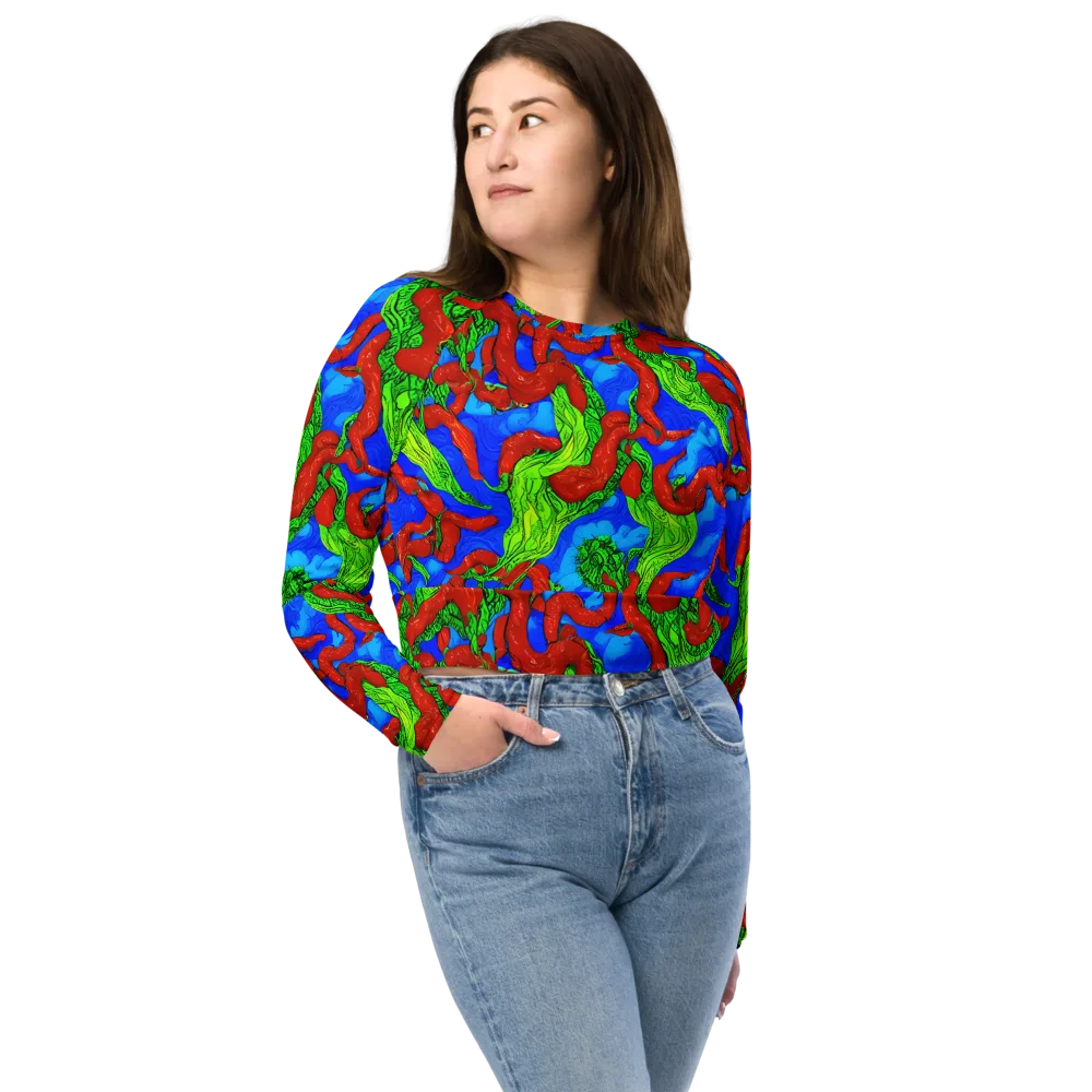 Pepper Voltage on Long Sleeve Crop Top — Front