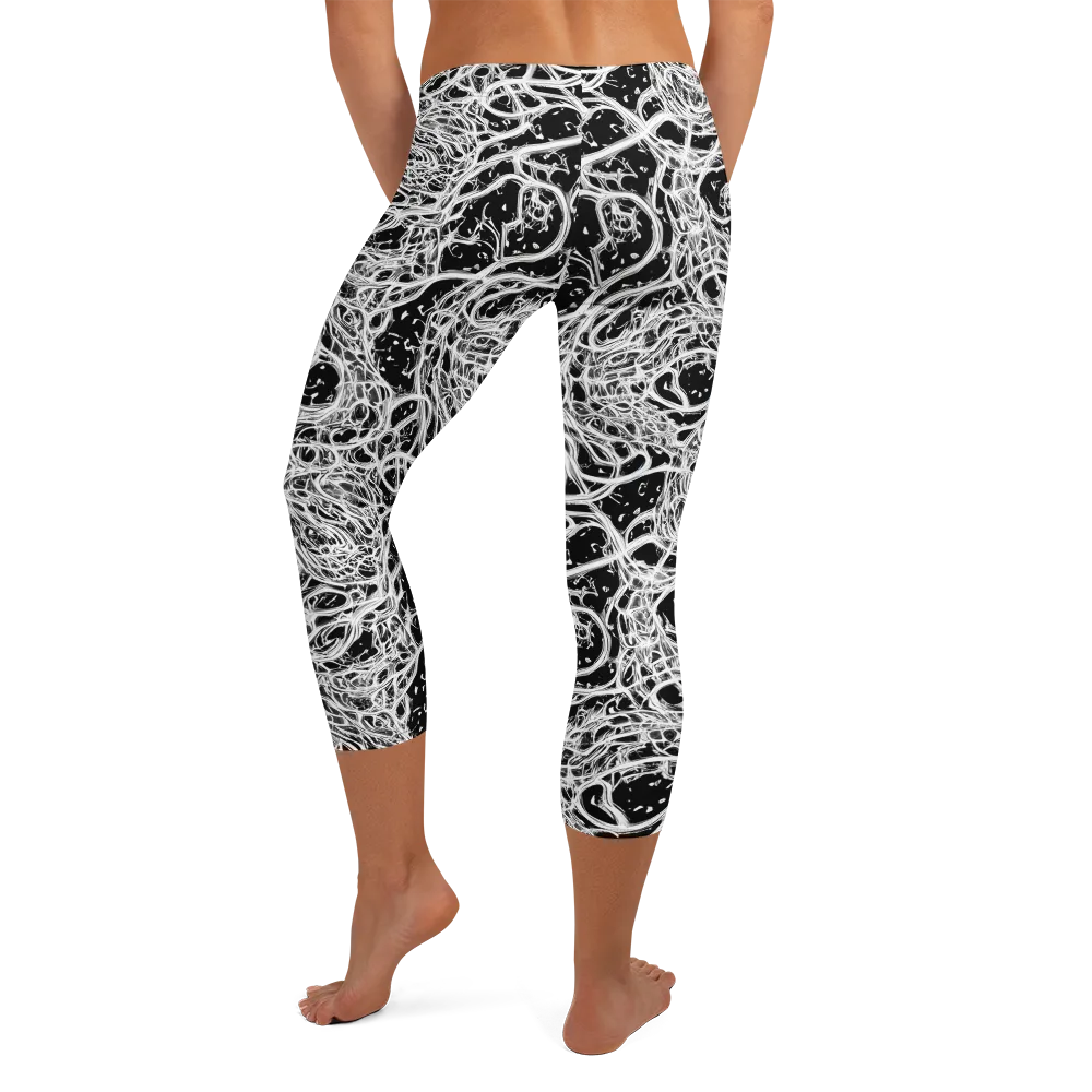 Black Thorn Tangle on Capri Leggings — Back