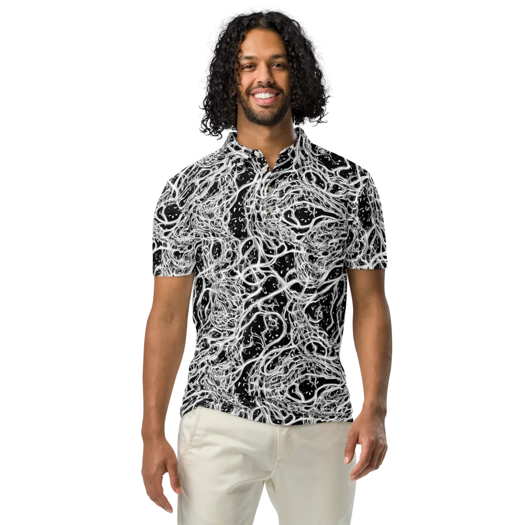 Black Thorn Tangle on Men's Slim Fit Polo Shirt — Front