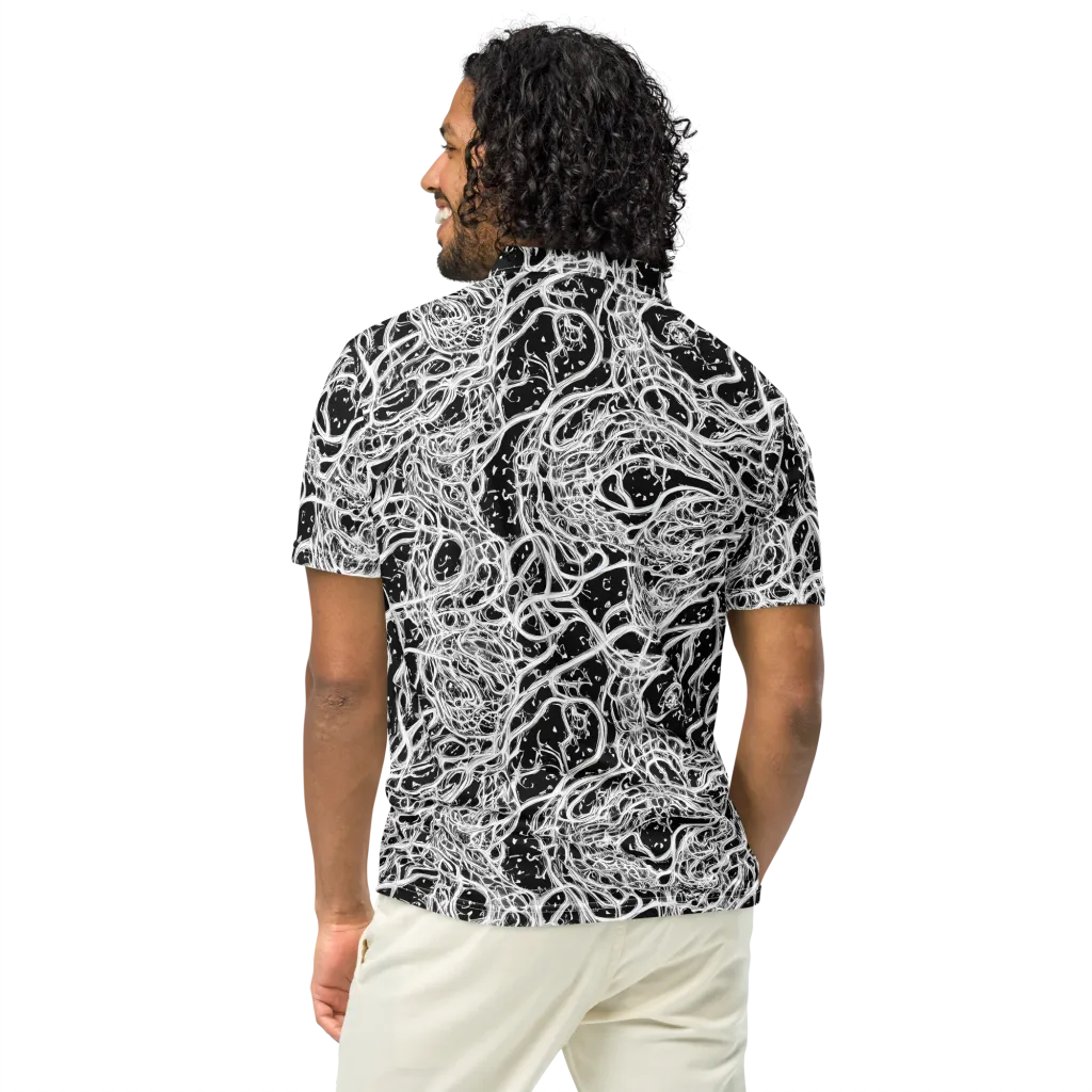 Black Thorn Tangle on Men's Slim Fit Polo Shirt — Back