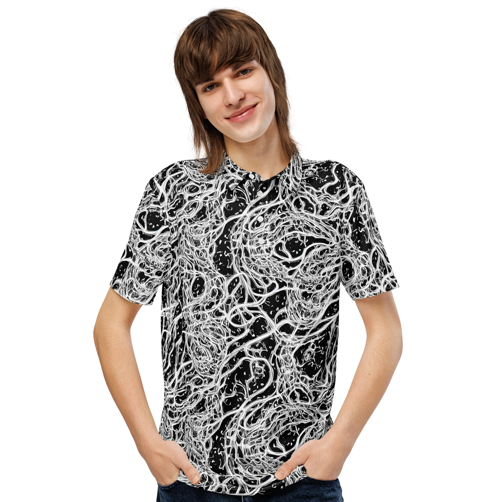 Black Thorn Tangle on Men's Slim Fit Polo Shirt — Front