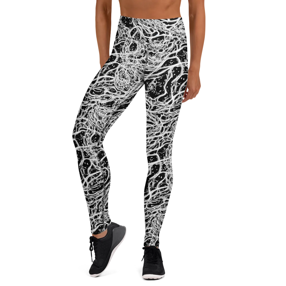 Black Thorn Tangle on Yoga Leggings — Front