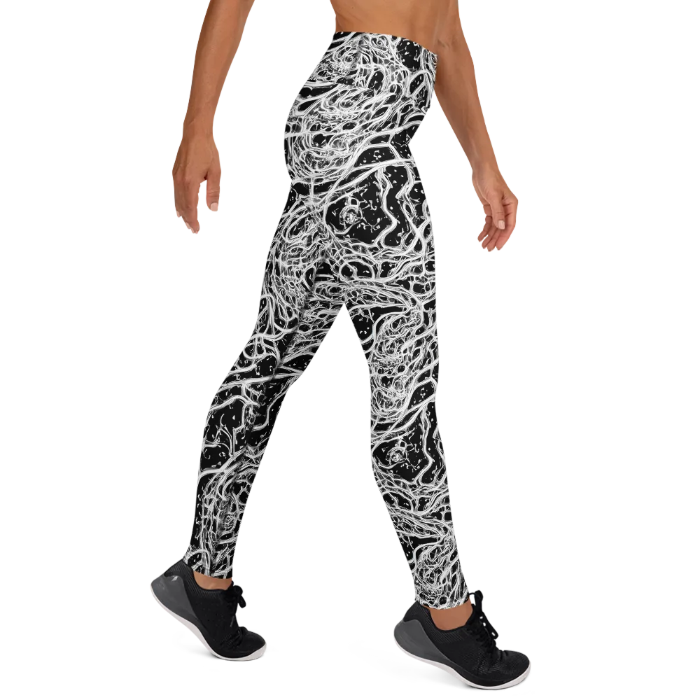 Black Thorn Tangle on Yoga Leggings — Right