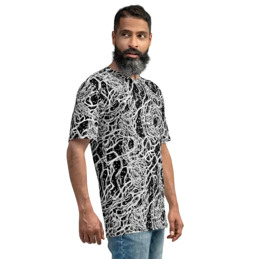 Black Thorn Tangle on a Men's Crew Neck T-Shirt