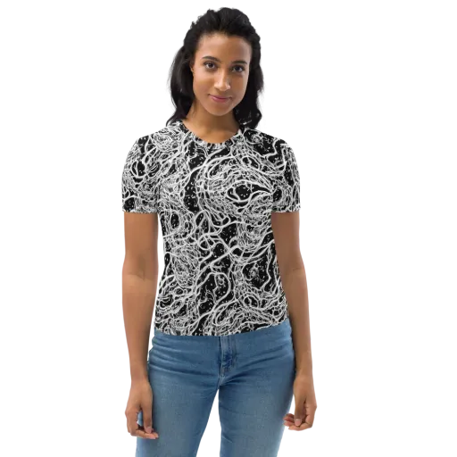 Black Thorn Tangle on a Women's Crew Neck T-Shirt