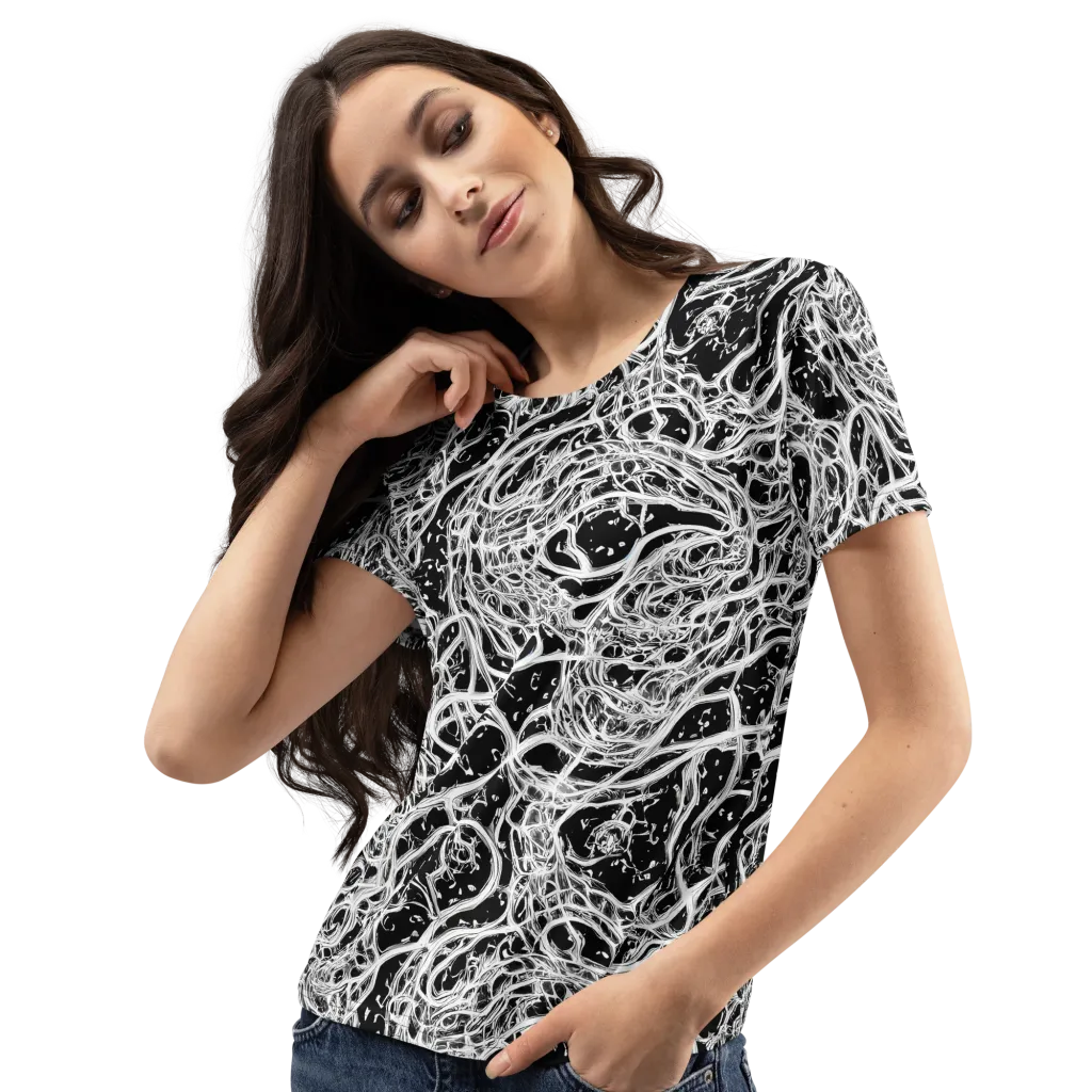 Black Thorn Tangle on Women's Crew Neck T-Shirt — Left Front
