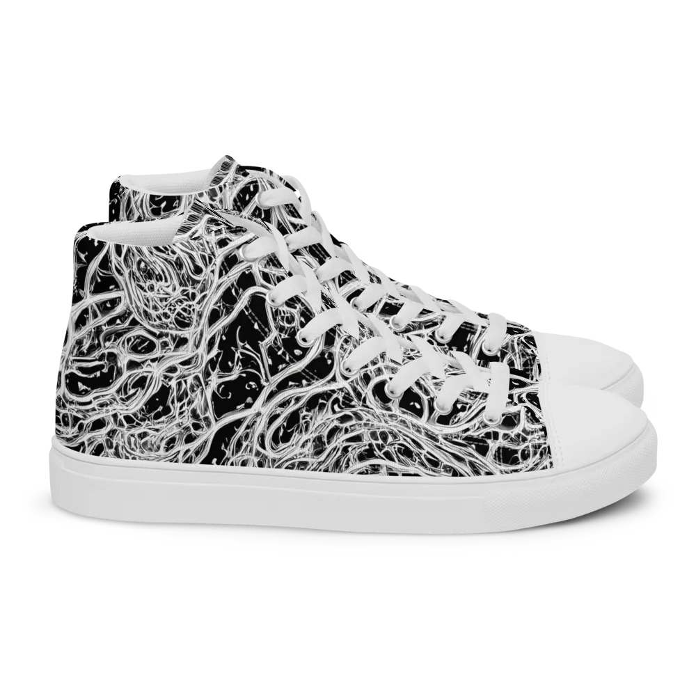 Black Thorn Tangle on Women's High Top Canvas Shoes — Right