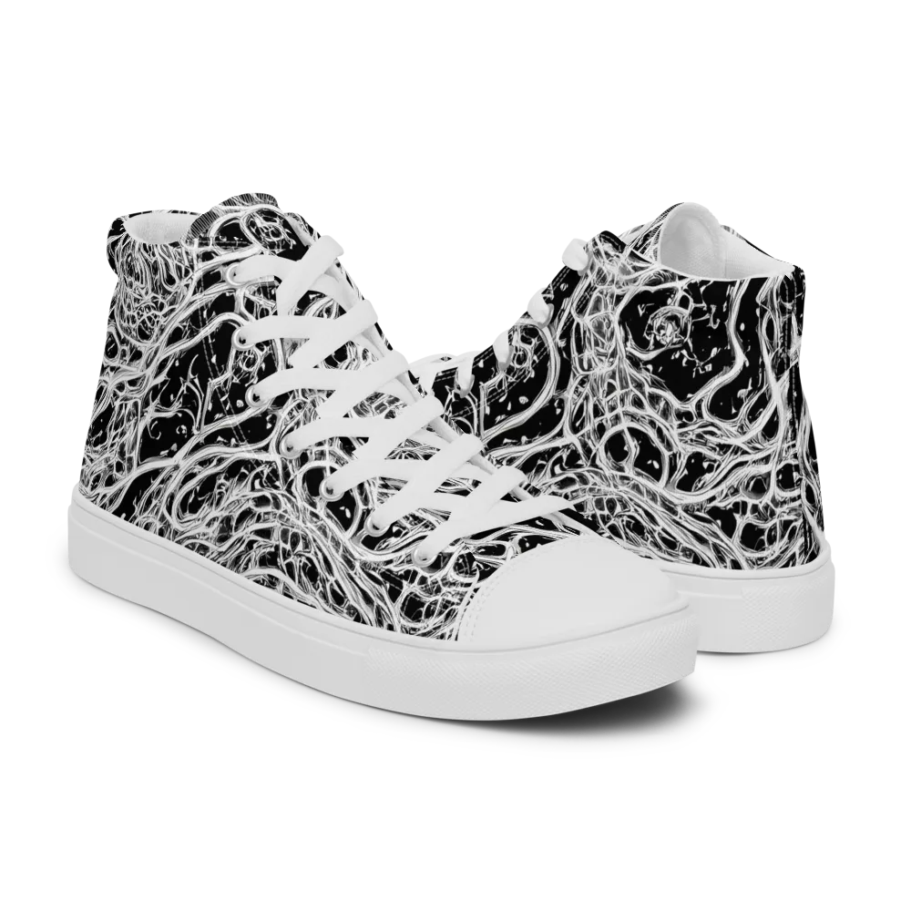 Black Thorn Tangle on Women's High Top Canvas Shoes — Right