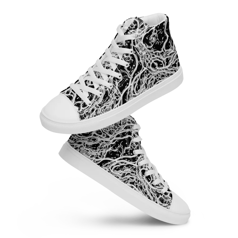Black Thorn Tangle on Women's High Top Canvas Shoes — Front