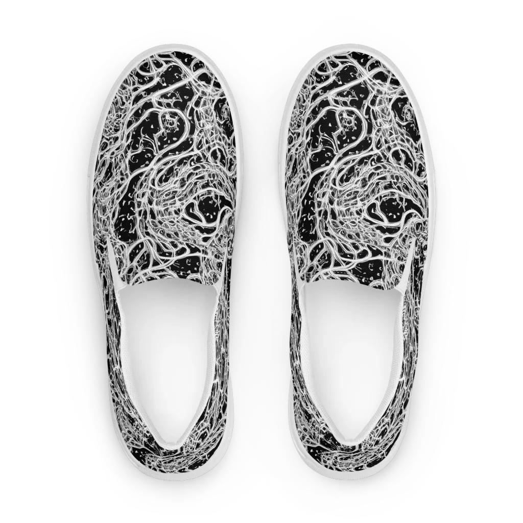Black Thorn Tangle on Men's Slip-On Canvas Shoes — Front