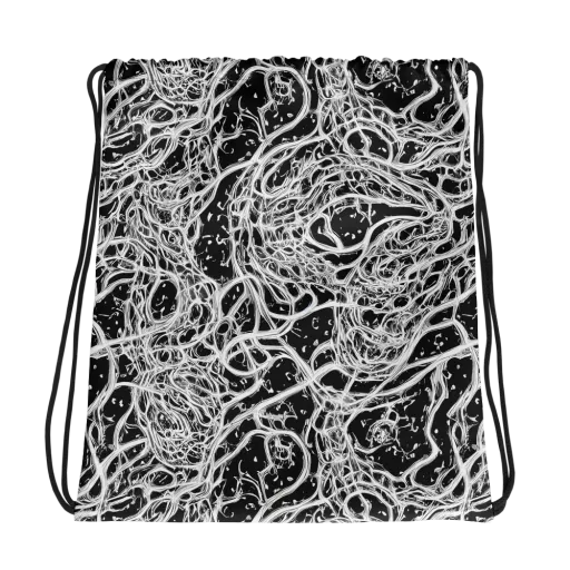Black Thorn Tangle on a Drawstring Bag