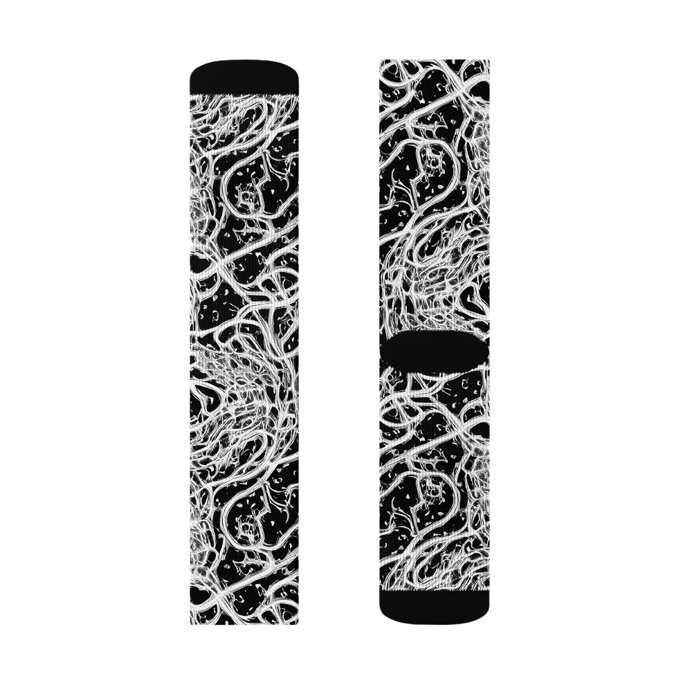 Black Thorn Tangle on Socks — Right Sock