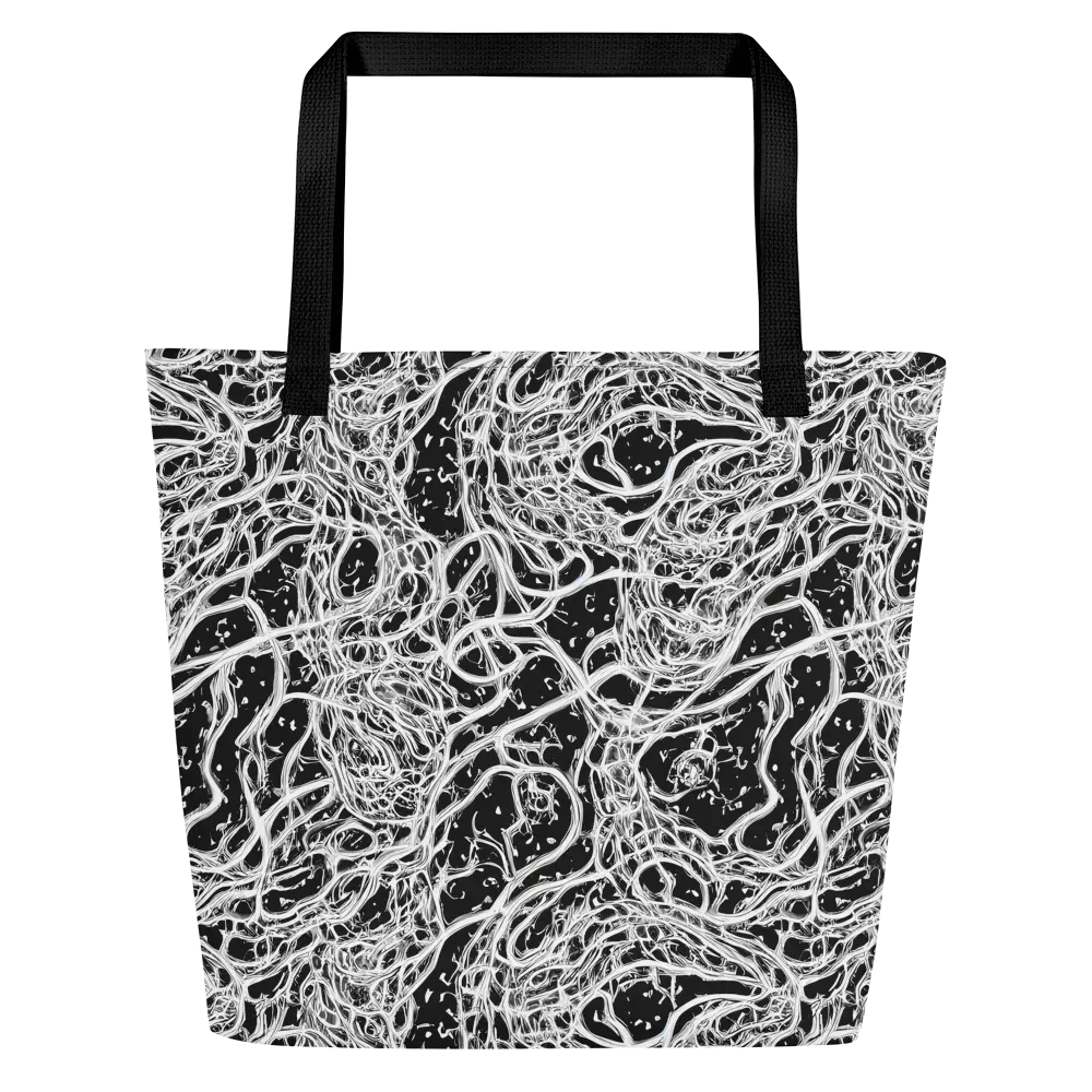 Black Thorn Tangle on Large Tote Bag W/ Pocket — Front