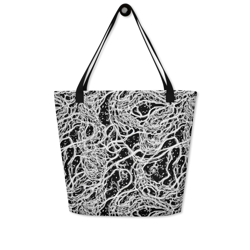 Black Thorn Tangle on Large Tote Bag W/ Pocket — Front