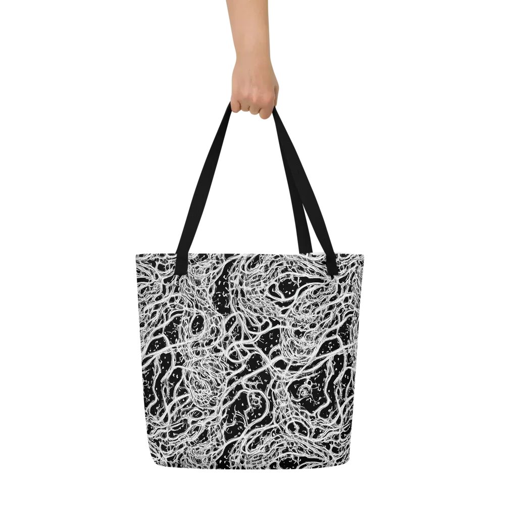 Black Thorn Tangle on Large Tote Bag W/ Pocket — Front