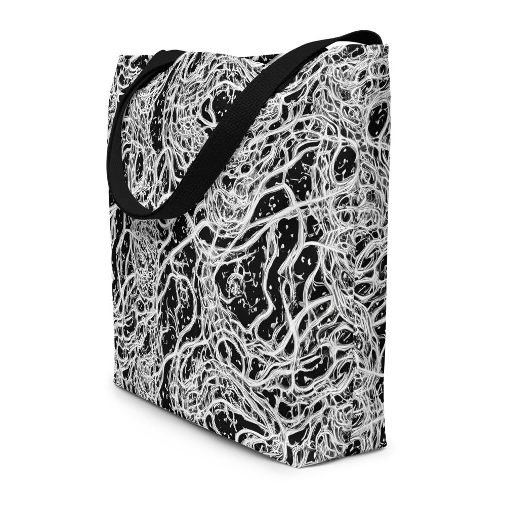 Black Thorn Tangle on Large Tote Bag W/ Pocket — Front
