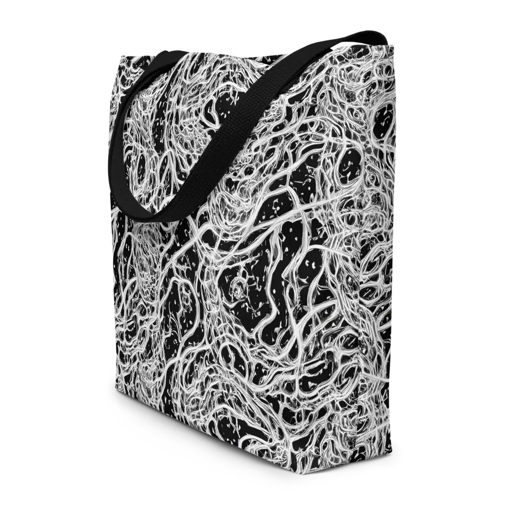 Black Thorn Tangle on Large Tote Bag W/ Pocket — Front