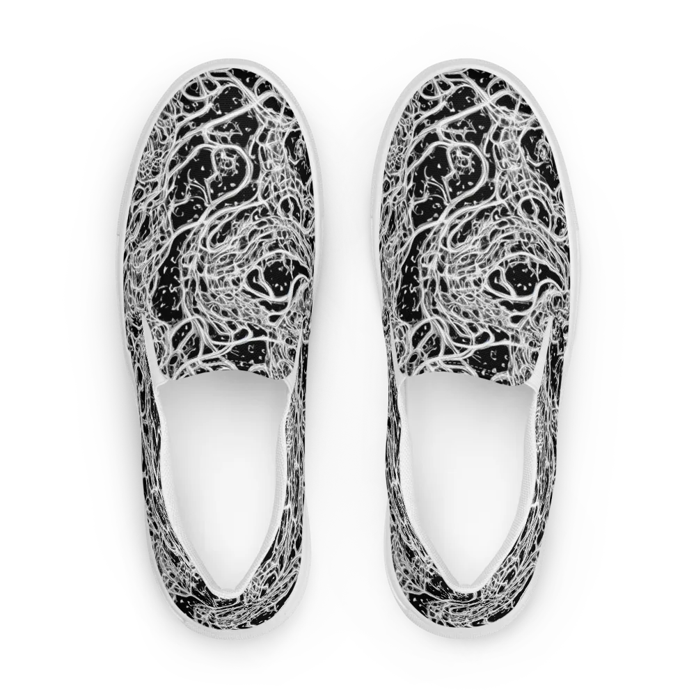 Black Thorn Tangle on Women's Slip-On Canvas Shoes — Front