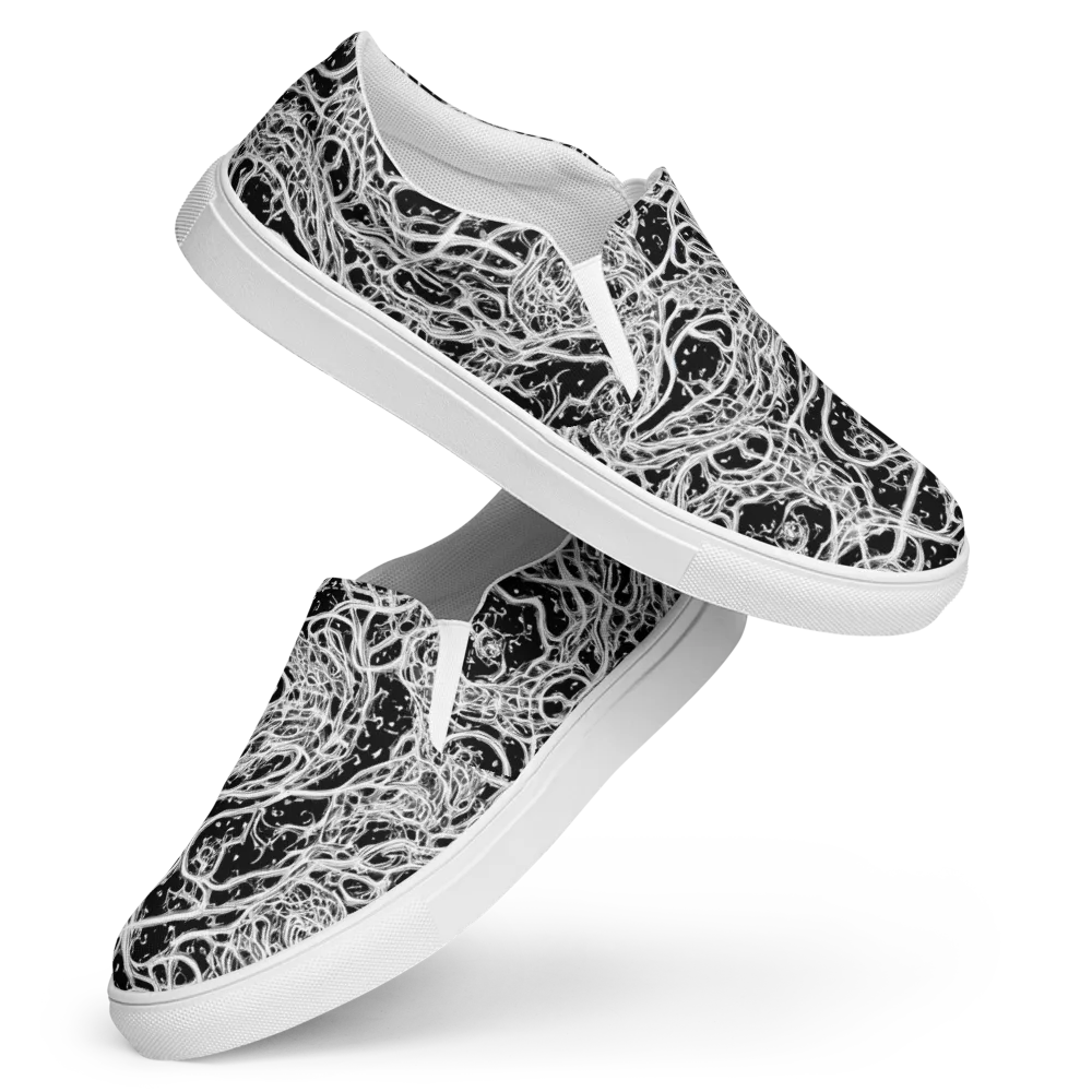 Black Thorn Tangle on Women's Slip-On Canvas Shoes — Front
