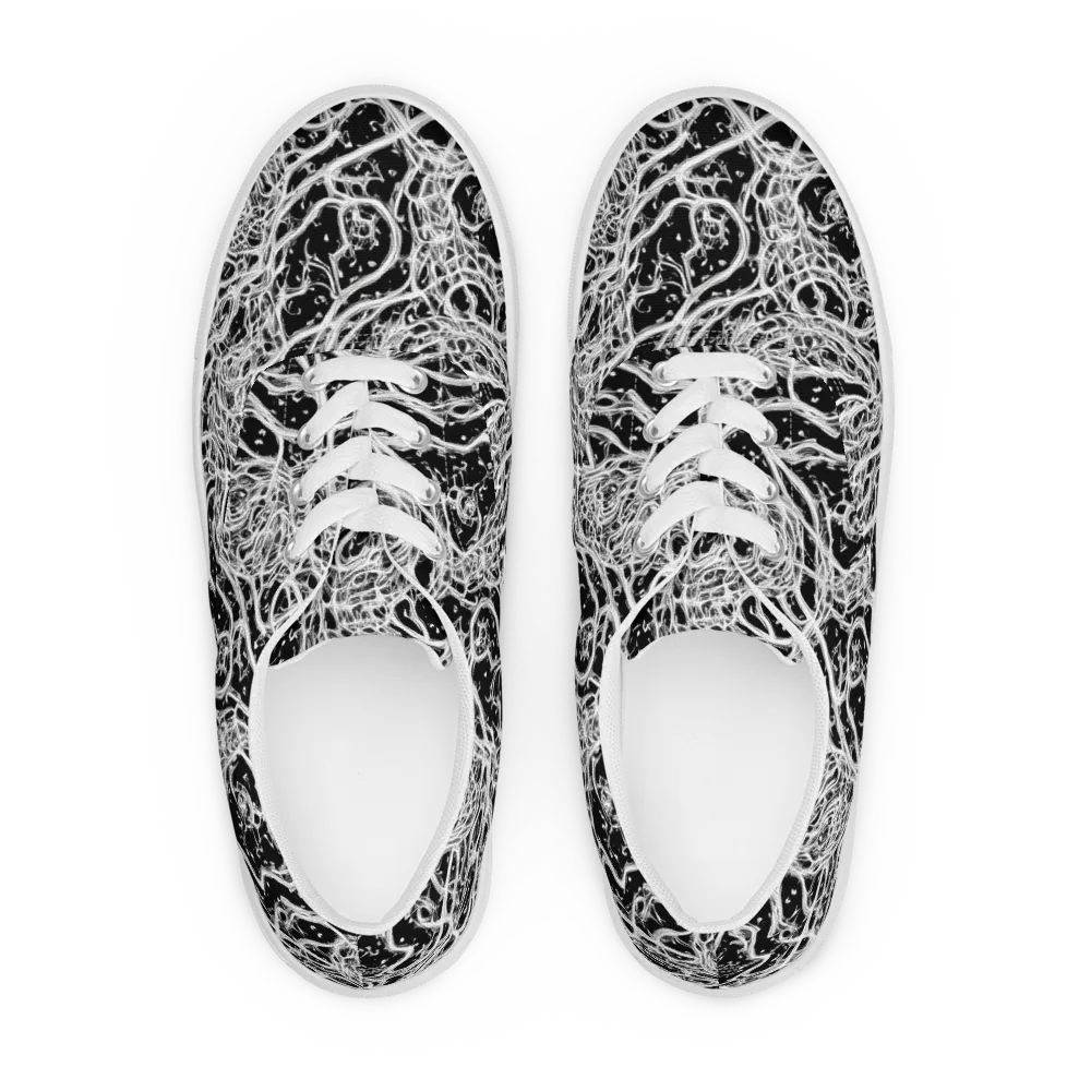 Black Thorn Tangle on Men's Lace-Up Canvas Shoes — Front